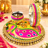 Beautifully Decorated Karwa Chauth Thali Set with Pooja Book & Mata Poster – 41% Off | By Upharkaro