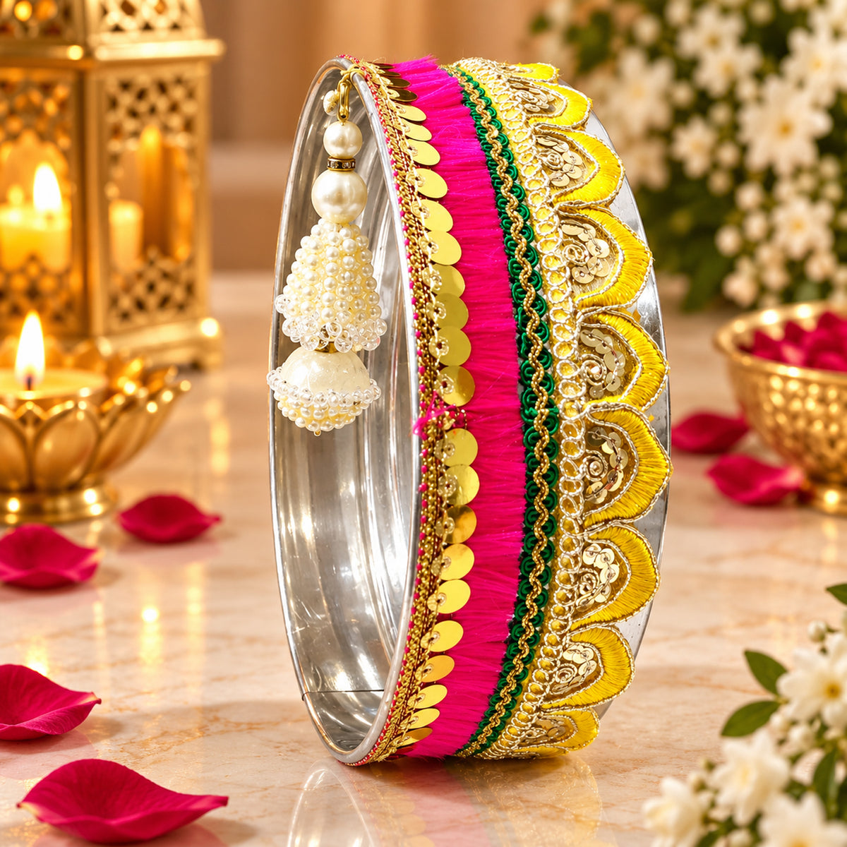 Beautifully Decorated Karwa Chauth Thali Set with Pooja Book & Mata Poster – 41% Off | By Upharkaro