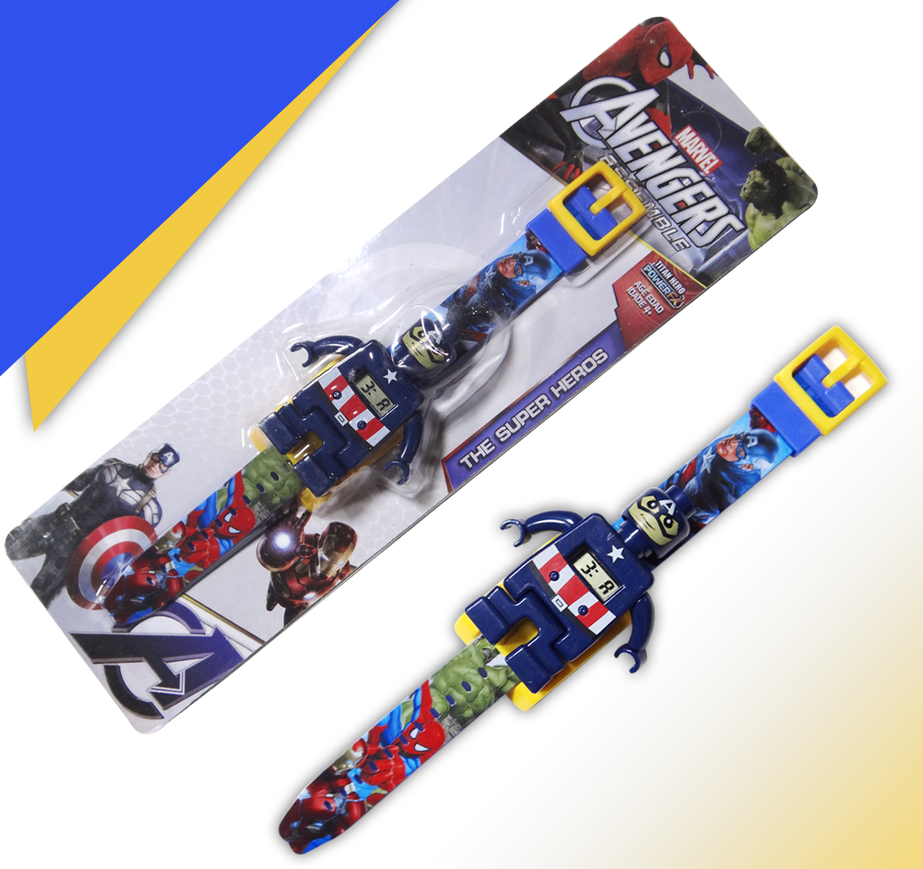Captain America Kids Rakhi Watch for Boys | Superhero Digital Toy Wrist Rakhi | Cartoon Character Raksha Bandhan Gift for Kids By Upharkaro
