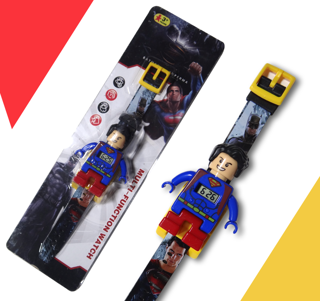 Superman Kids Rakhi Watch for Boys | Superhero Digital Toy Wrist Rakhi | Cartoon Character Rakhi Gift for Raksha Bandhan By Upharkaro