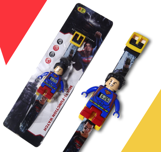 Superman Kids Rakhi Watch for Boys | Superhero Digital Toy Wrist Rakhi | Cartoon Character Rakhi Gift for Raksha Bandhan By Upharkaro