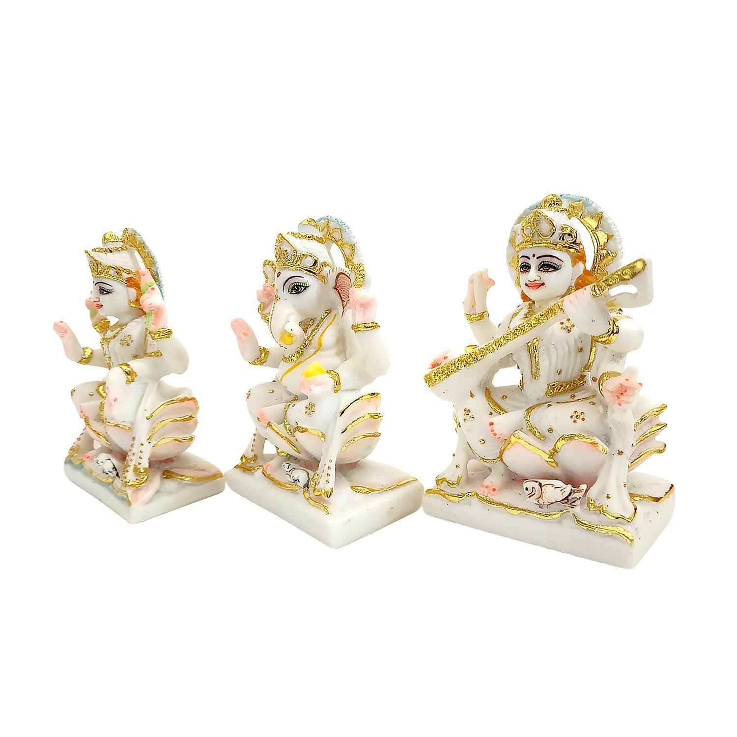 Marble Dust Divine Laxmi Ganesh Saraswati Idol Set (6 Inch) By Upharkaro