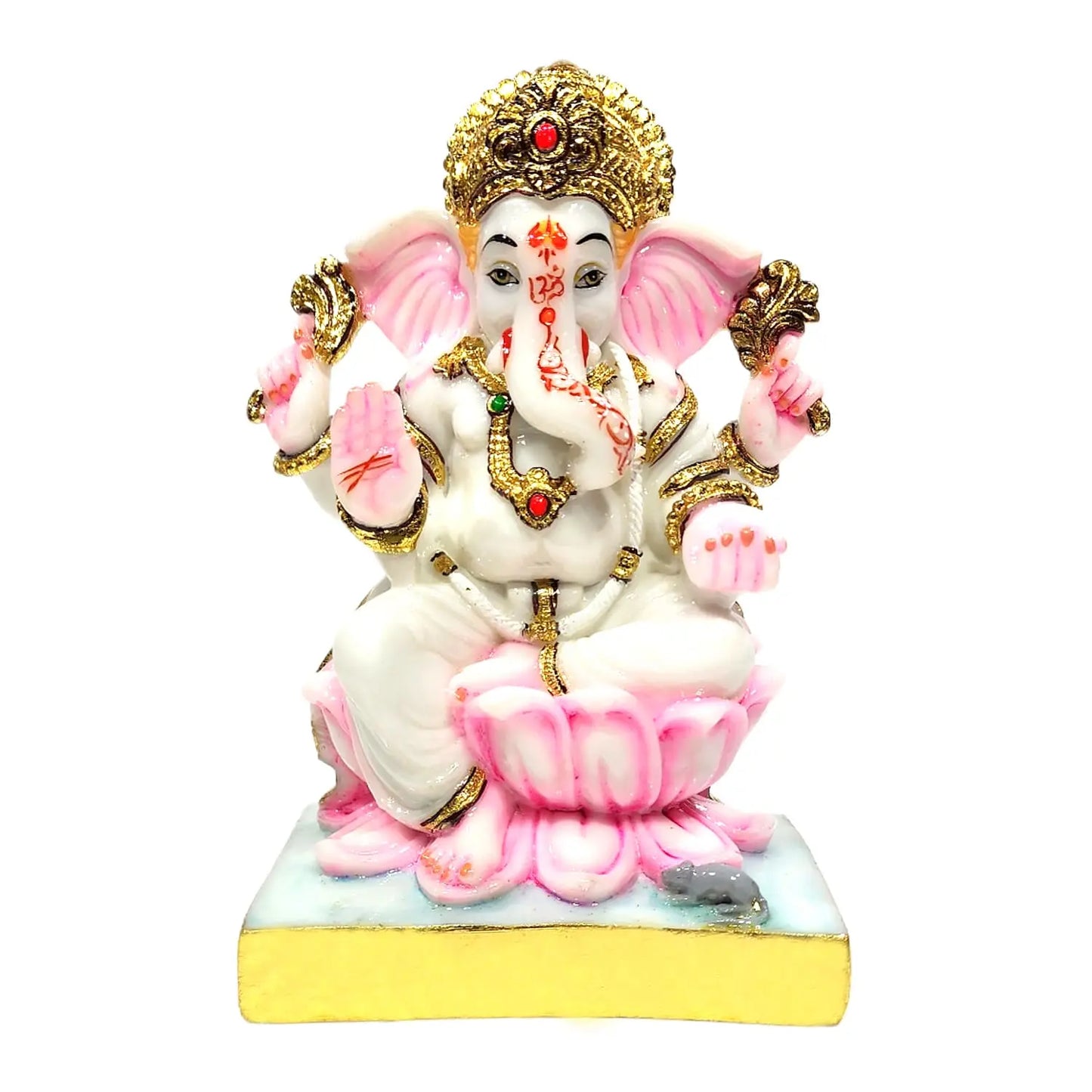 Laxmi Ganesh Idol Pair – Premium Resin Statue for Home Temple, Office, Diwali Pooja, Gifting – Decorative Showpiece for Mandir & Decor (Golden Finish) Upharkaro