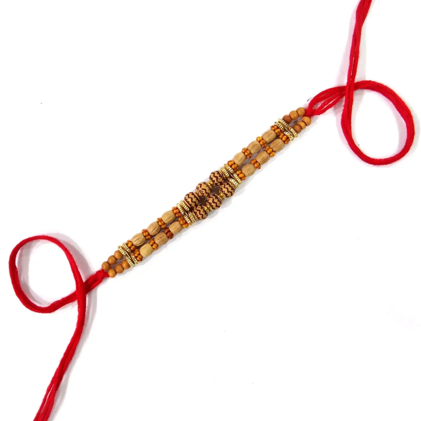 Luxurious Red Dora Bhaiya Rakhi with Golden Beads by Upharkaro-Upharkaro