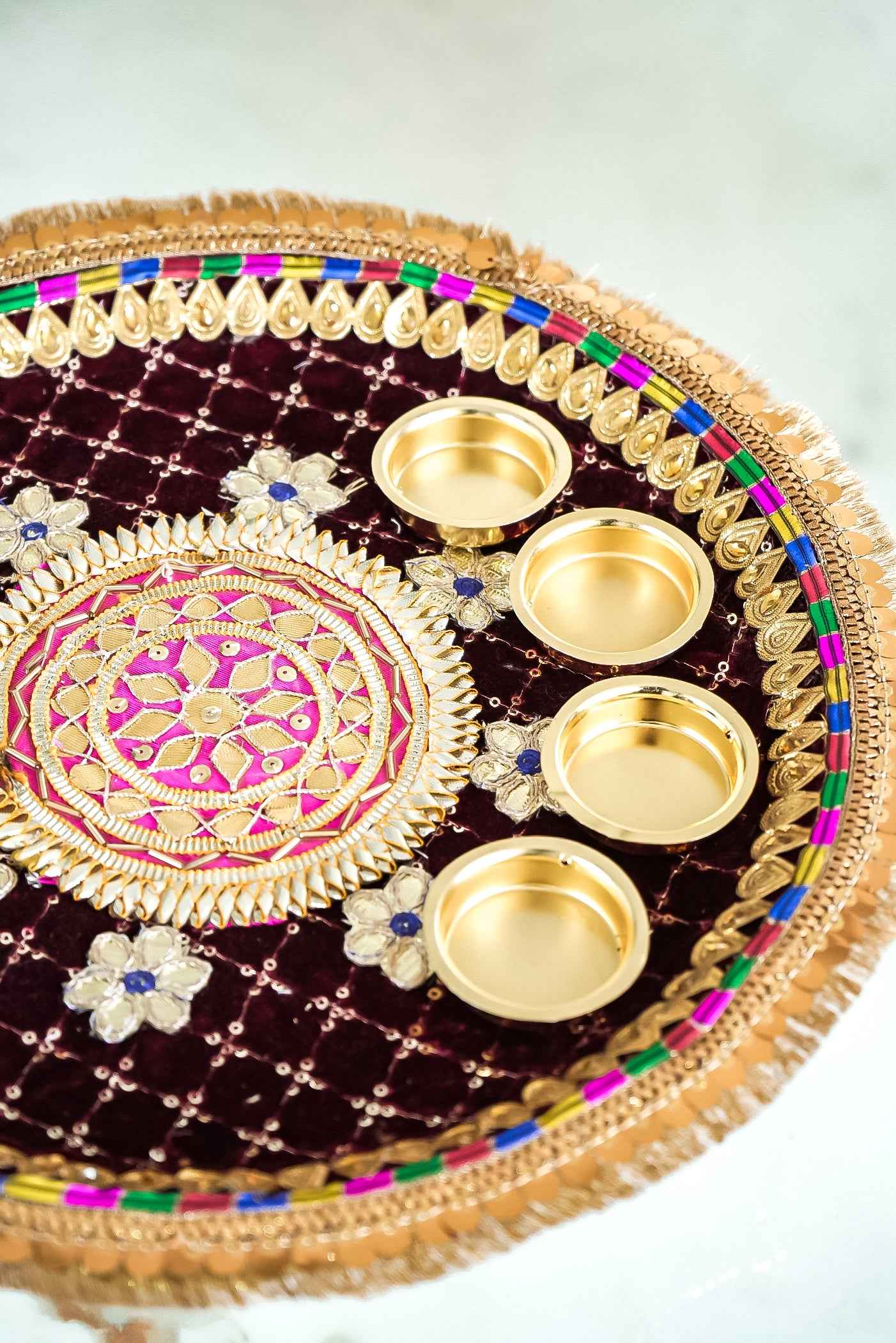 Luxury Velvet Thali for Diwali, Wedding, Navratri & Home Temple-Upharkaro
