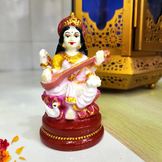 Maa Saraswati Idol – Elegant Murti for Study Table, Home Temple & Vastu Decor by Upharkaro-Upharkaro