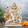 Marble Ashtabhuja Sherawali Maa Durga Idol – 9 Inch | Hindu Goddess Statue for Home Temple, Pooja Room & Gifting | Antique Finish Decorative Murti for Mandir & Decor