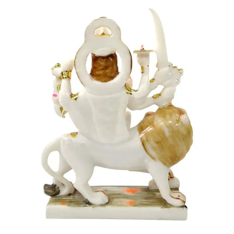 Marble Ashtabhuja Sherawali Maa Durga Idol – 9 Inch | Hindu Goddess Statue for Home Temple, Pooja Room & Gifting | Antique Finish Decorative Murti for Mandir & Decor Upharkaro
