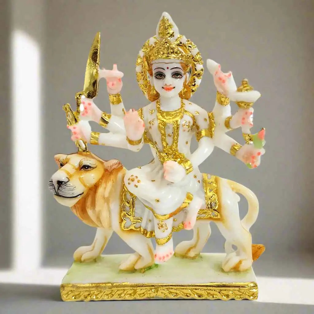Marble Dust Beautiful  Maa Durga Statue ( 6 Inch )-Upharkaro