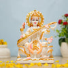 Marble Dust Maa Saraswati Murti– 9 Inch | Veena-Playing Idol for Study Room, Mandir & Education Blessing Statue By Upharkaro