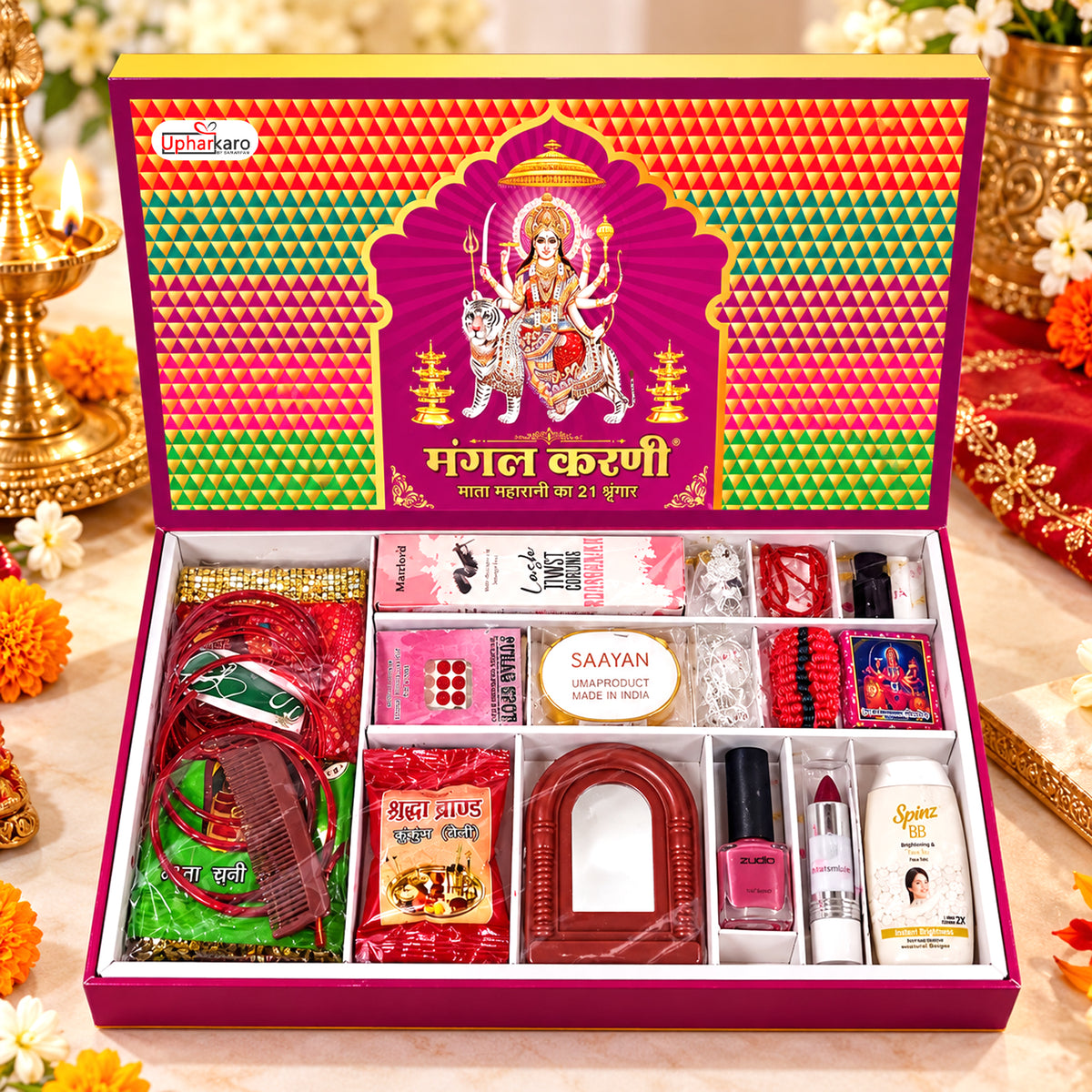 Upharkaro Mata Rani Shringar Kit – 21 Shringar Items | Complete Mata Ke Singar Set for Navratri, Durga Pooja & Temple Decoration