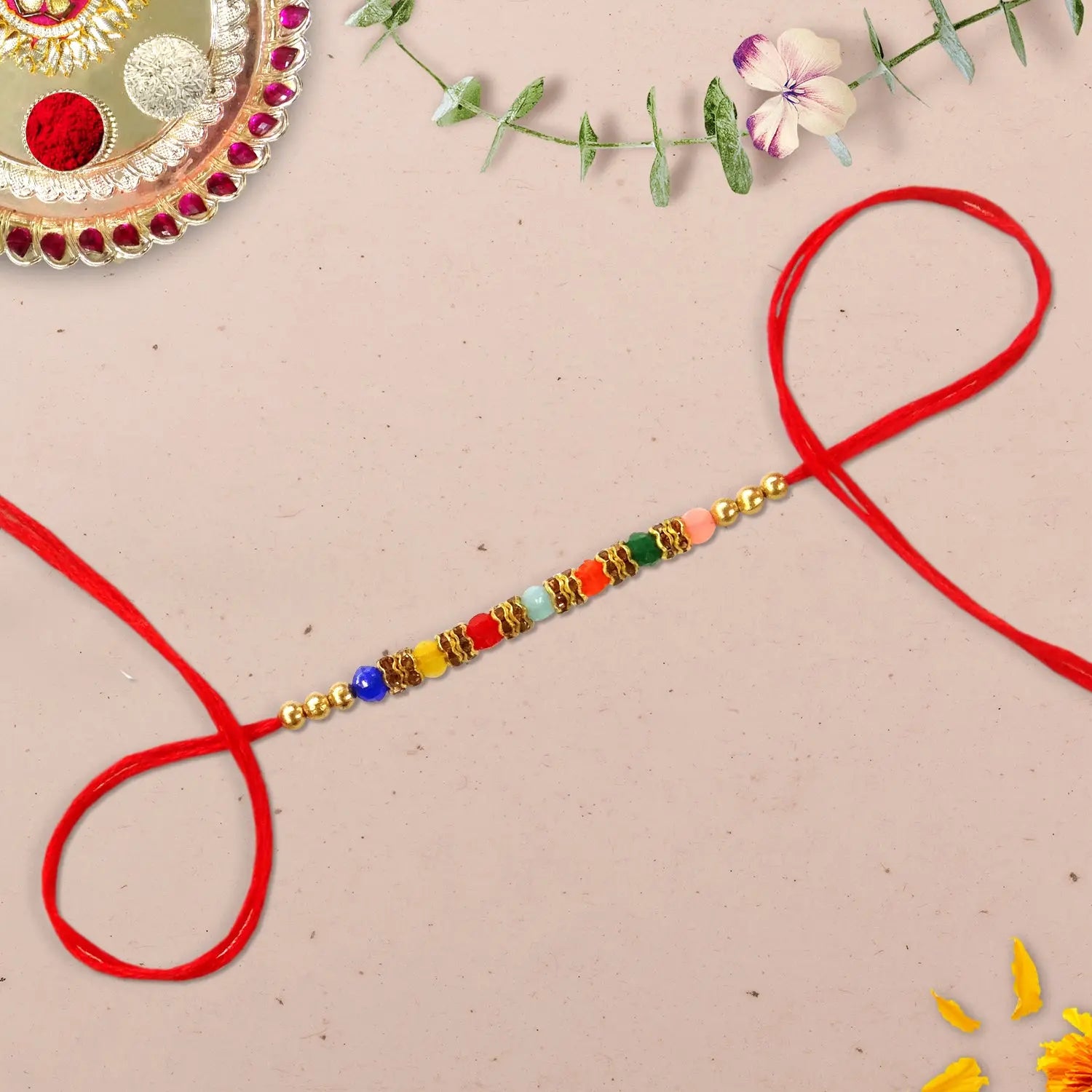 Multi Color Stones Rakhi for Brother – Designer Rakhi | Upharkaro-Upharkaro