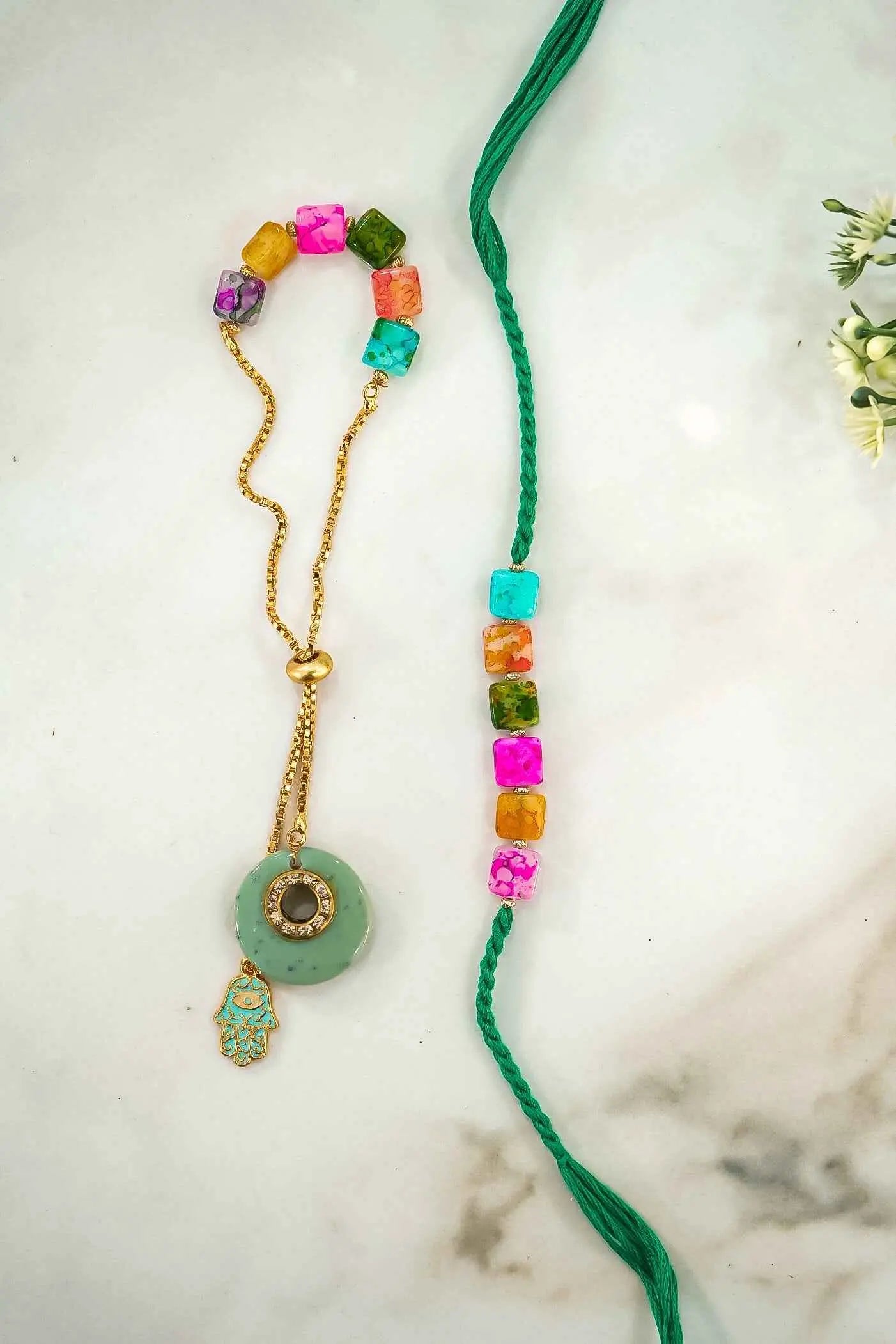 Multi-Colour Lumba Rakhi Combo Set of 2 – Designer Rakhi for Brother and Bhabhi | Traditional Rakhi for Raksha Bandhan by Upharkaro-Upharkaro