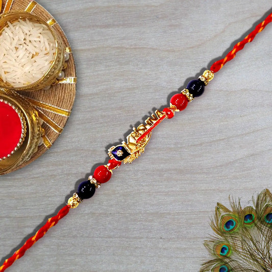 Multi Stone Morpankh Krishna Vrindavan Rakhi for Brother – Divine & Elegant Rakhi Design | Upharkaro-Upharkaro