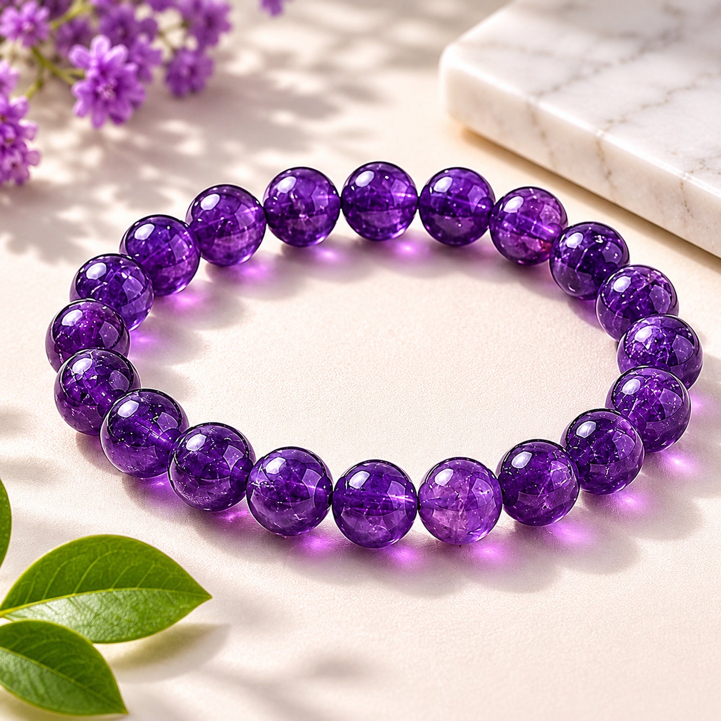 Upharkaro Lab Certified Natural Amethyst Stone Bracelet for Men & Women | Healing, Protection, Peace & Positive Energy Crystal Bracelet