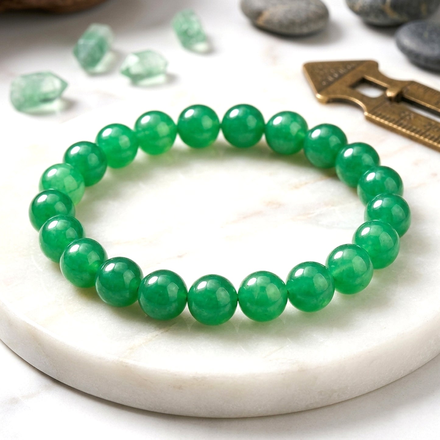 Upharkaro Lab Certified Natural Green Aventurine Stone Bracelet for Men & Women | Authenticity Certificate Included | Luck, Prosperity, Success & Positive Energy Crystal Bracelet