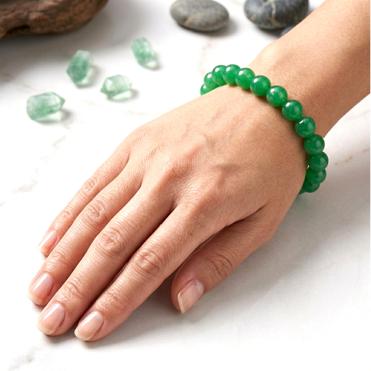 Upharkaro Lab Certified Natural Green Aventurine Stone Bracelet for Men & Women | Authenticity Certificate Included | Luck, Prosperity, Success & Positive Energy Crystal Bracelet