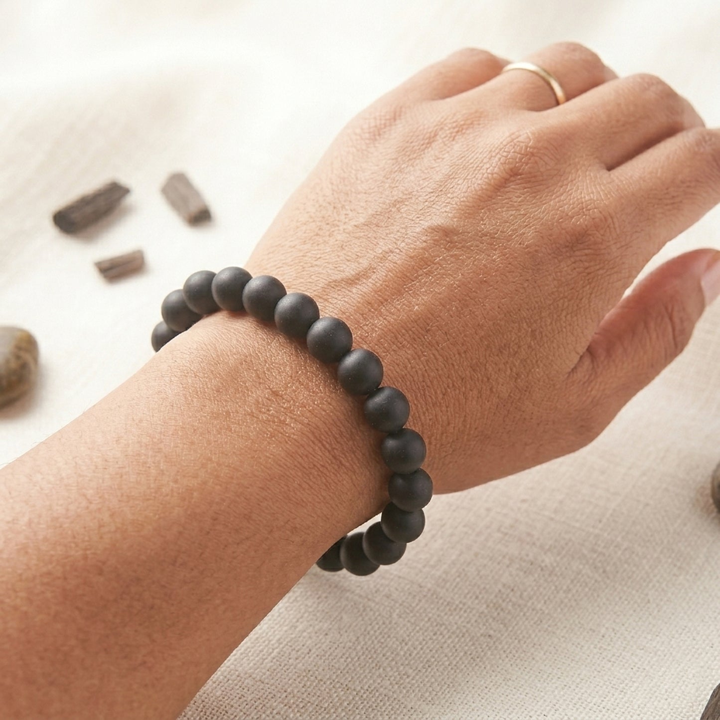 Upharkaro Lab Certified Natural Ebony (Karungali) Bracelet for Men & Women—Spiritual Protection, Positive Energy & Good Luck Bead Bracelet