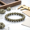 Upharkaro Lab Certified Natural Pyrite Stone Bracelet for Men & Women | Wealth, Prosperity, Success & Positive Energy Crystal Bracelet | Stretchable Healing Gemstone Bead Bracelet