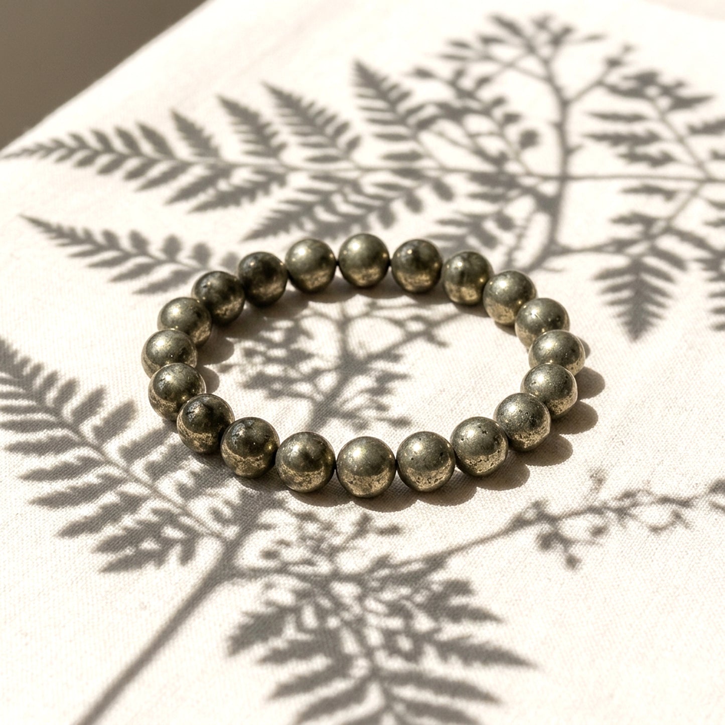 Upharkaro Lab Certified Natural Pyrite Stone Bracelet for Men & Women | Wealth, Prosperity, Success & Positive Energy Crystal Bracelet | Stretchable Healing Gemstone Bead Bracelet