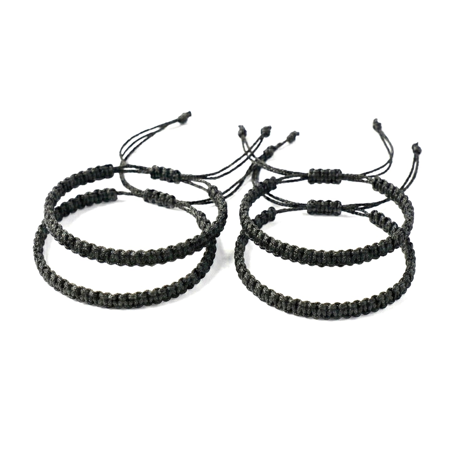 Upharkaro Premium Handmade Black Woven Cord Bracelet Set of 4 | Adjustable Unisex Friendship & Couple Bracelets for Men, Women & Kids | Minimalist Lucky Thread Wrist Bands