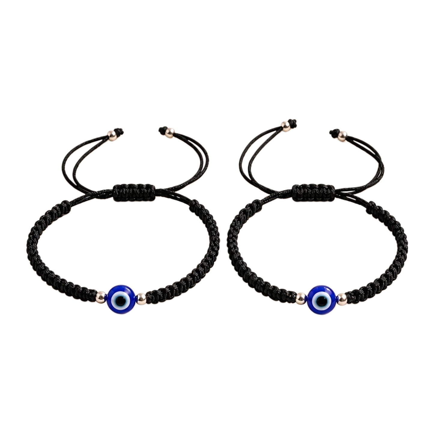 Upharkaro Premium Evil Eye Protection Bracelet Pair | Handmade Adjustable Black Dhaga Nazar Battu Bracelets for Men & Women | Lucky Charm Friendship, Couple & Family Wristbands