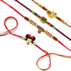 Om & Peacock Designer Rakhi Set with Kids Rakhi – Combo Pack of 4 for Brothers | Upharkaro