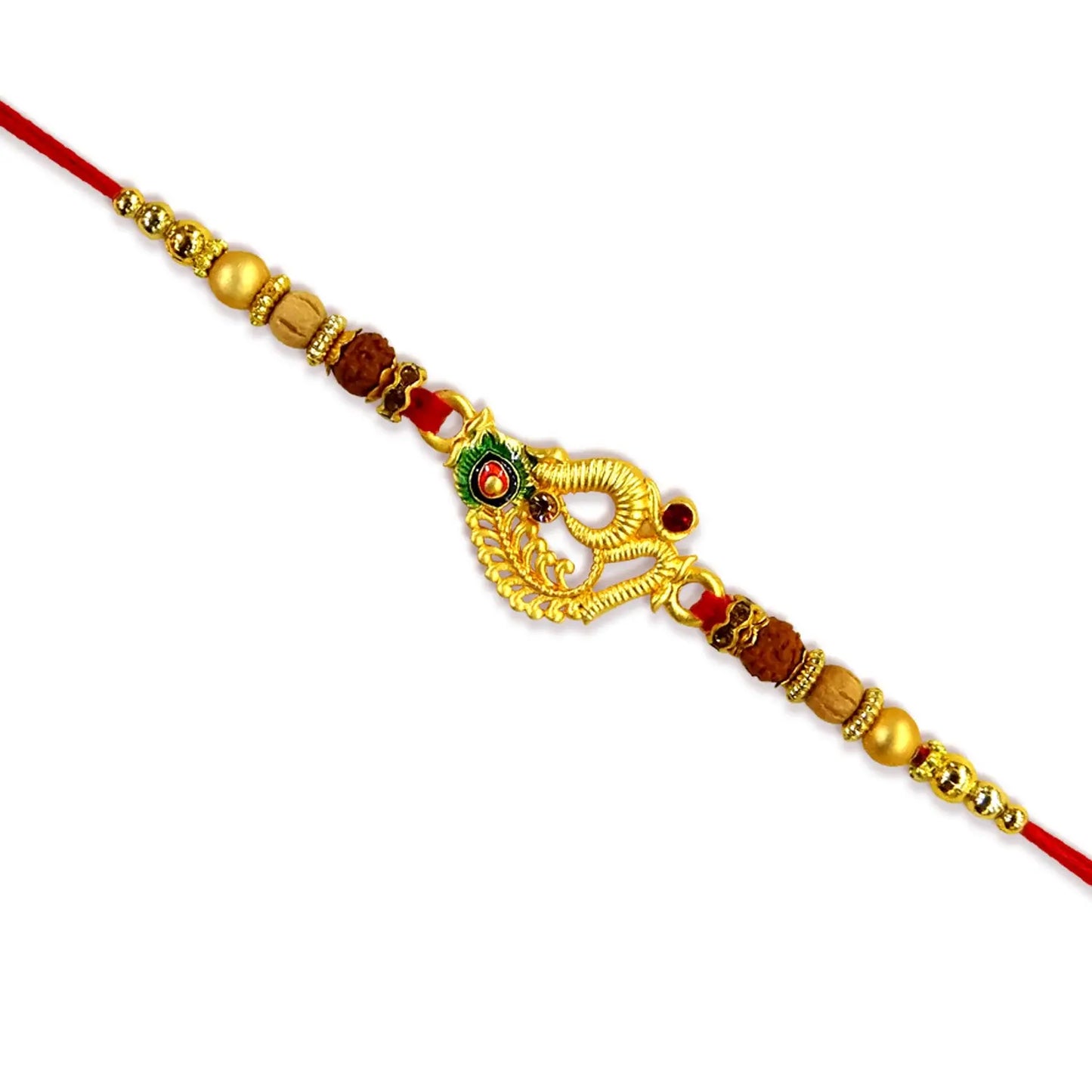 Om & Peacock Designer Rakhi Set with Kids Rakhi – Combo Pack of 4 for Brothers | Upharkaro-Upharkaro