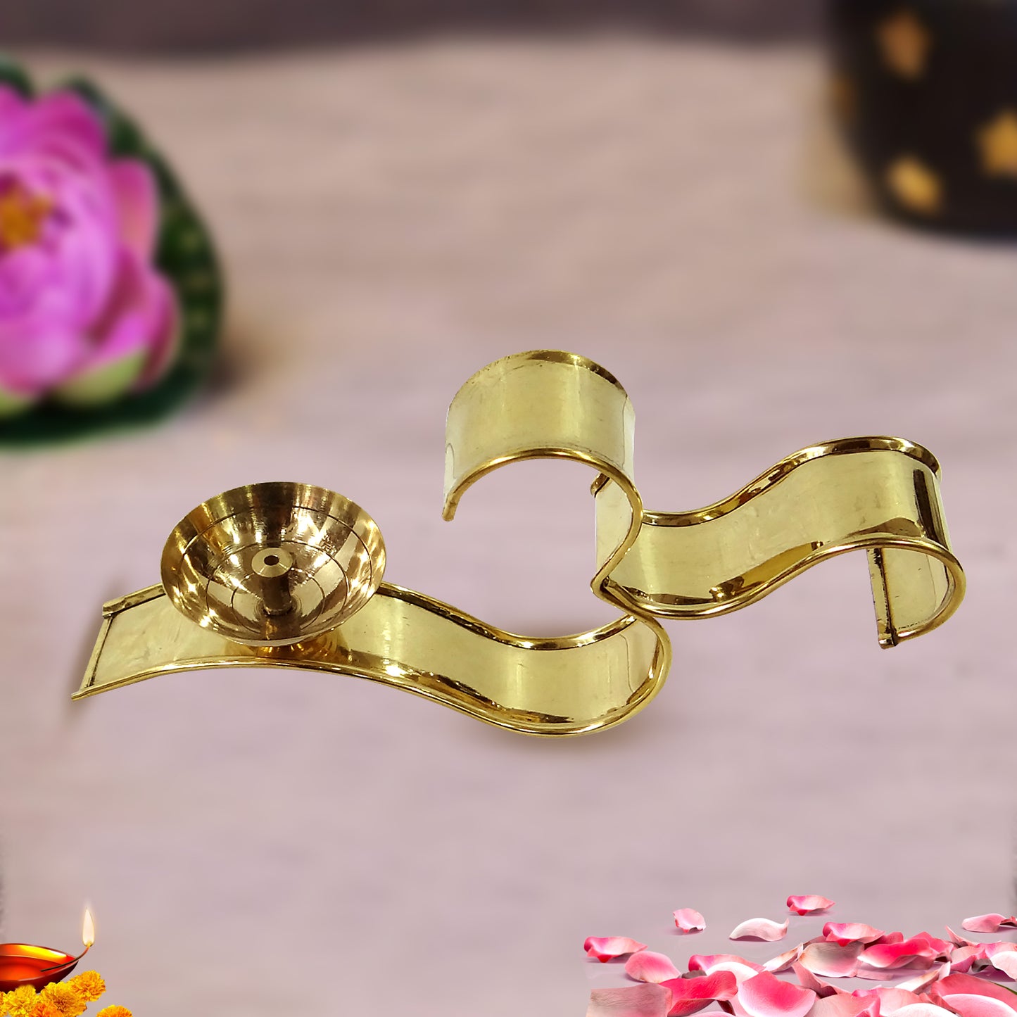 Brass Om Diya Handle Stand By Upharkaro