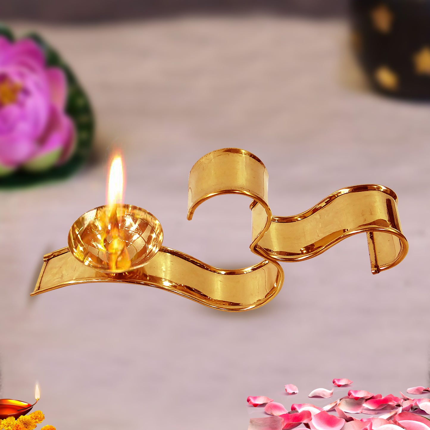 Brass Om Diya Handle Stand By Upharkaro