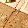 Premium Bhaiya Bhabhi Rakhi Set with Kundan Centerpiece & Pearl Chain | Elegant Couple Rakhi for Raksha Bandhan