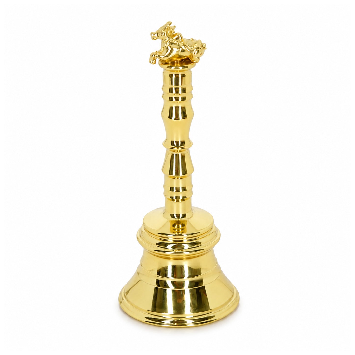 Premium Brass Pooja Ghanti with Nandi Handle, 12 cm Height | Temple Ghanti for Home Mandir, Office, Daily Pooja & Religious Ceremonies | Temple Ghanti, Home Mandir Use, Office Use, Daily Pooja, Religious Ceremonies