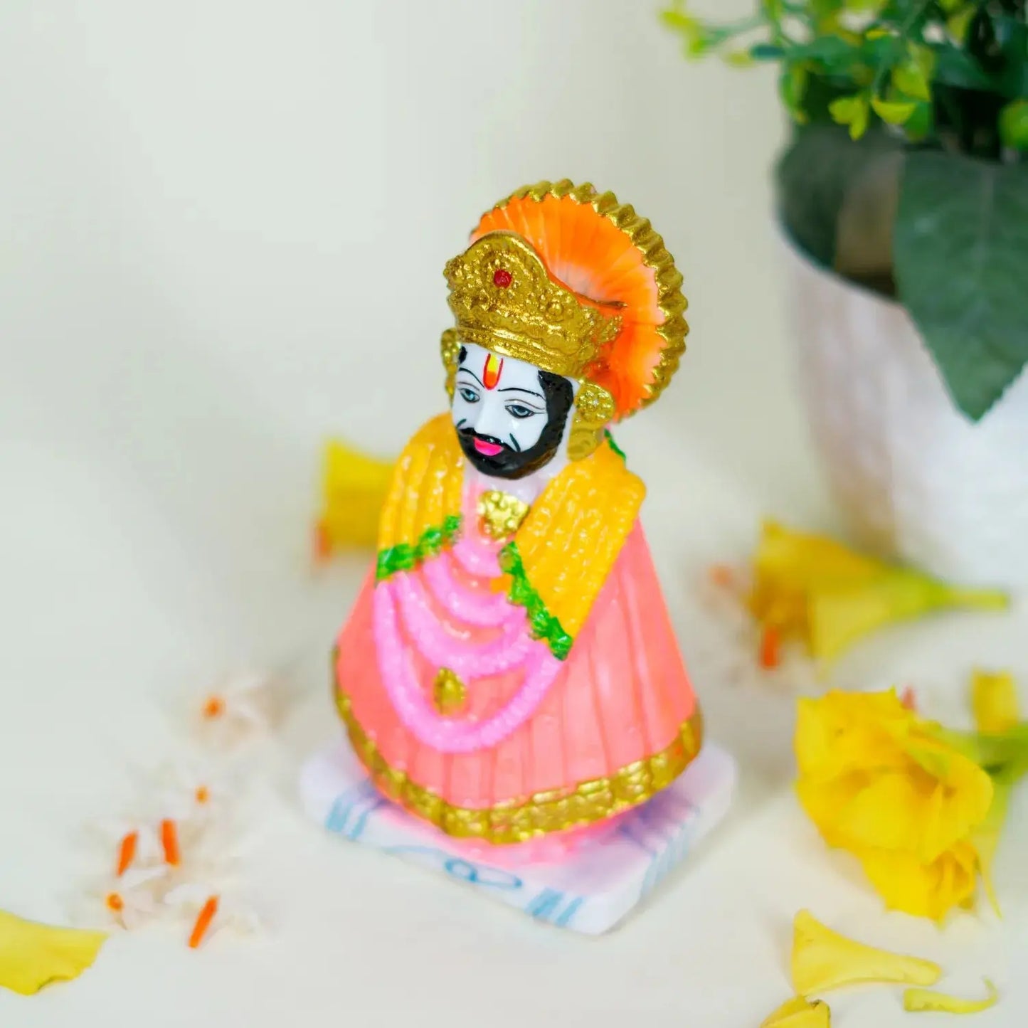 Decorative Diya with measurements on a white background