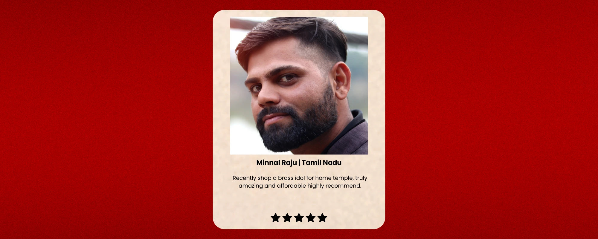 Profile card of a person with a red background