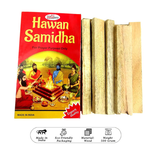 Hawan Samidha book with wooden sticks on a white background