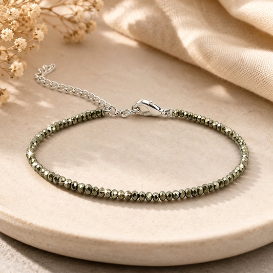 Upharkaro Original Natural Pyrite Anklet for Women | Lab Certified Genuine Pyrite Crystal Payal for Wealth, Confidence, Prosperity & Positive Energy | Adjustable Gemstone Foot Jewelry