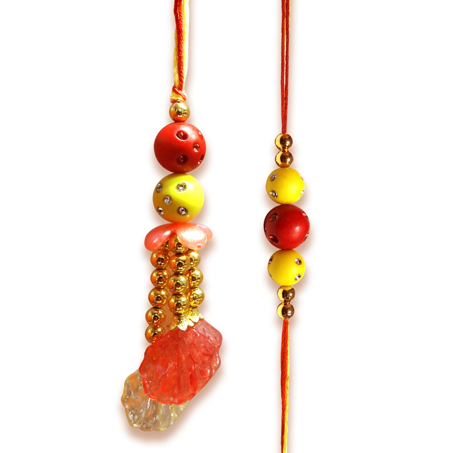 Elegant Pearl & Beaded Bhaiya Bhabhi Rakhi Set with Designer Lumba