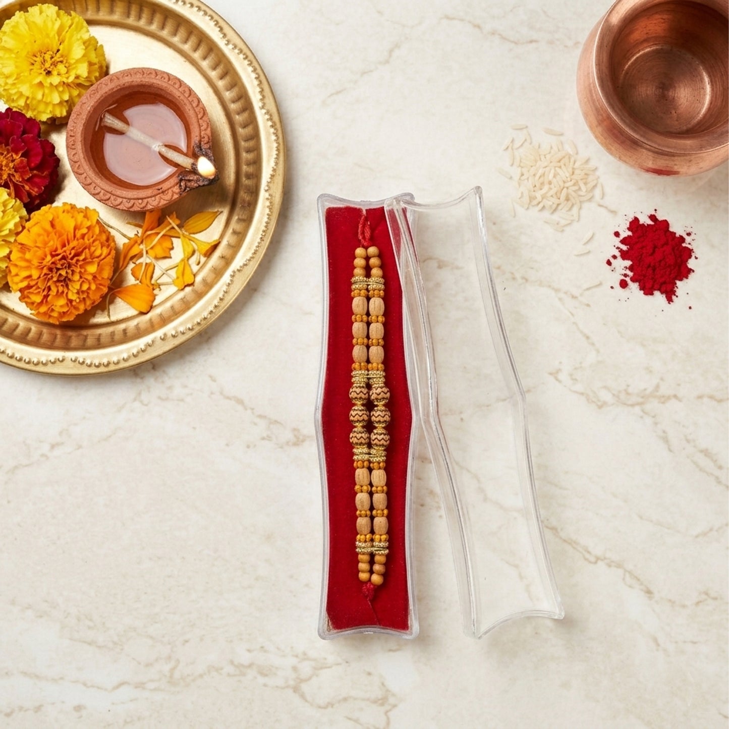 Premium Rudraksha Beads Rakhi for Brother | Traditional Spiritual Rakhi