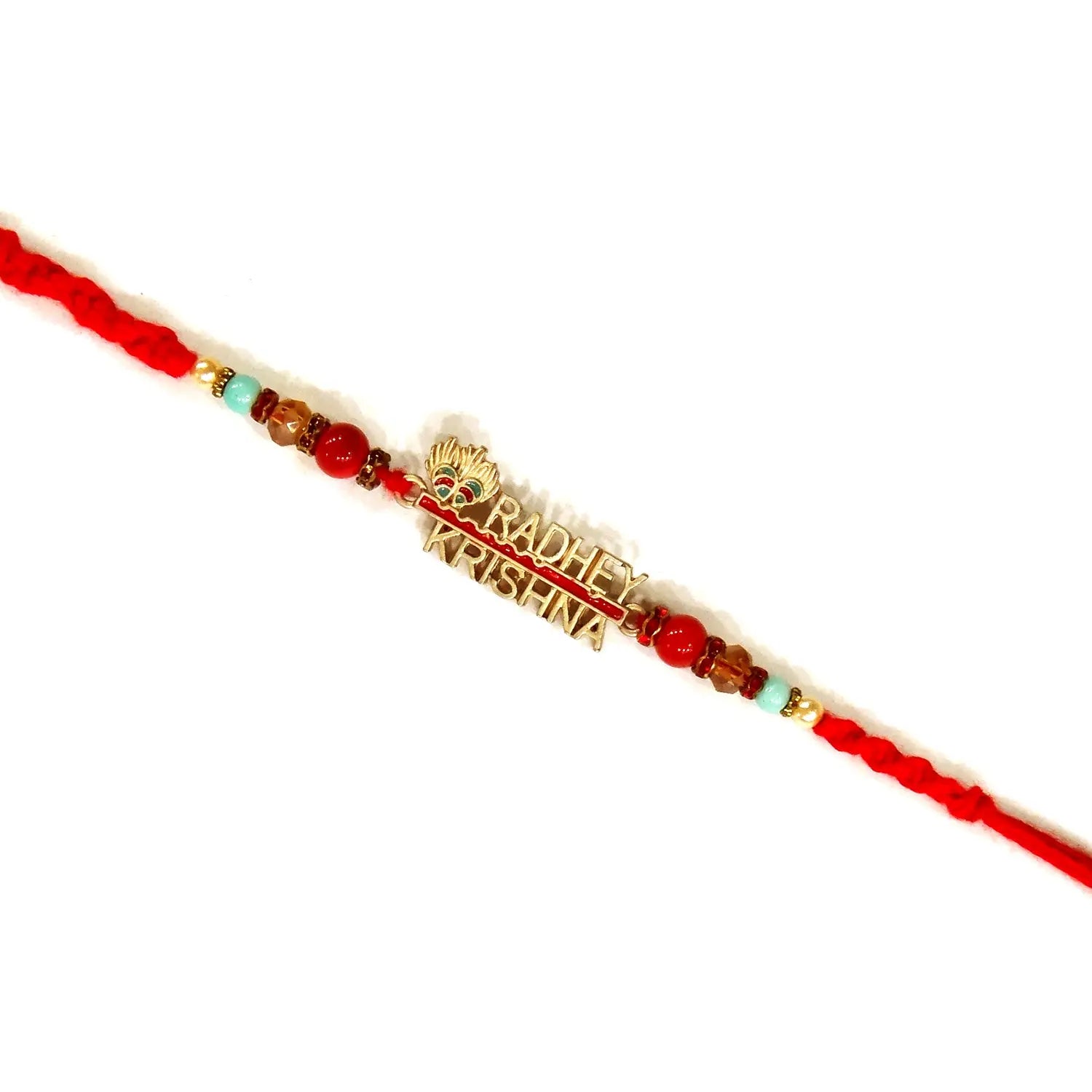 Radhey Krishna Morpankh Rakhi with Divine Radha Krishna Motif – Designer Rakhi by Upharkaro-Upharkaro
