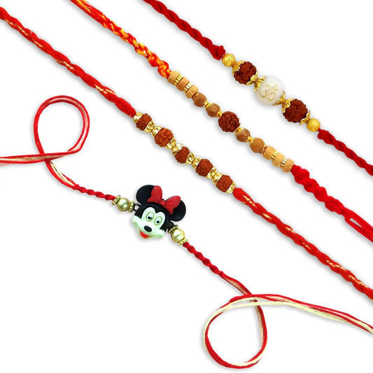 Rakhi Combo Set of 4 – Om Rakhi, Rudraksha & Kids Rakhi for Brothers | 69% Off | Upharkaro-Upharkaro