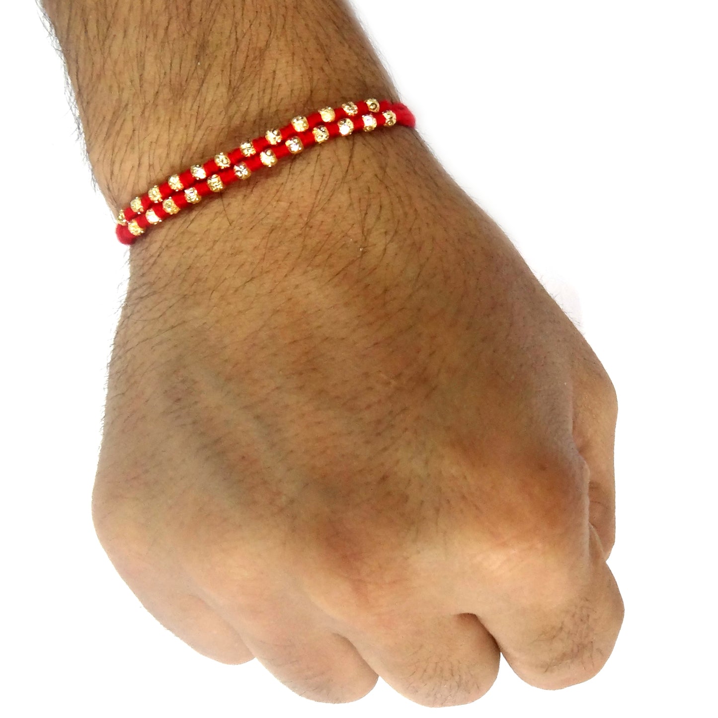 Elegant Minimalist Golden Beaded Rakhi for Brother – Handcrafted Thread