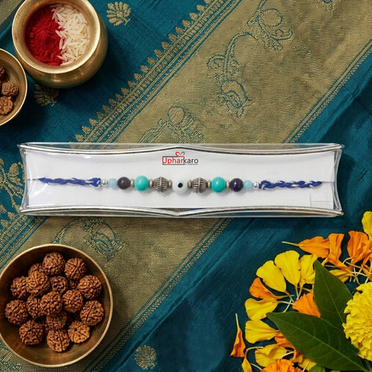 Premium Blue Evil Eye Rakhi for Bhaiya with Protective Charm | Stylish Handmade Rakhi