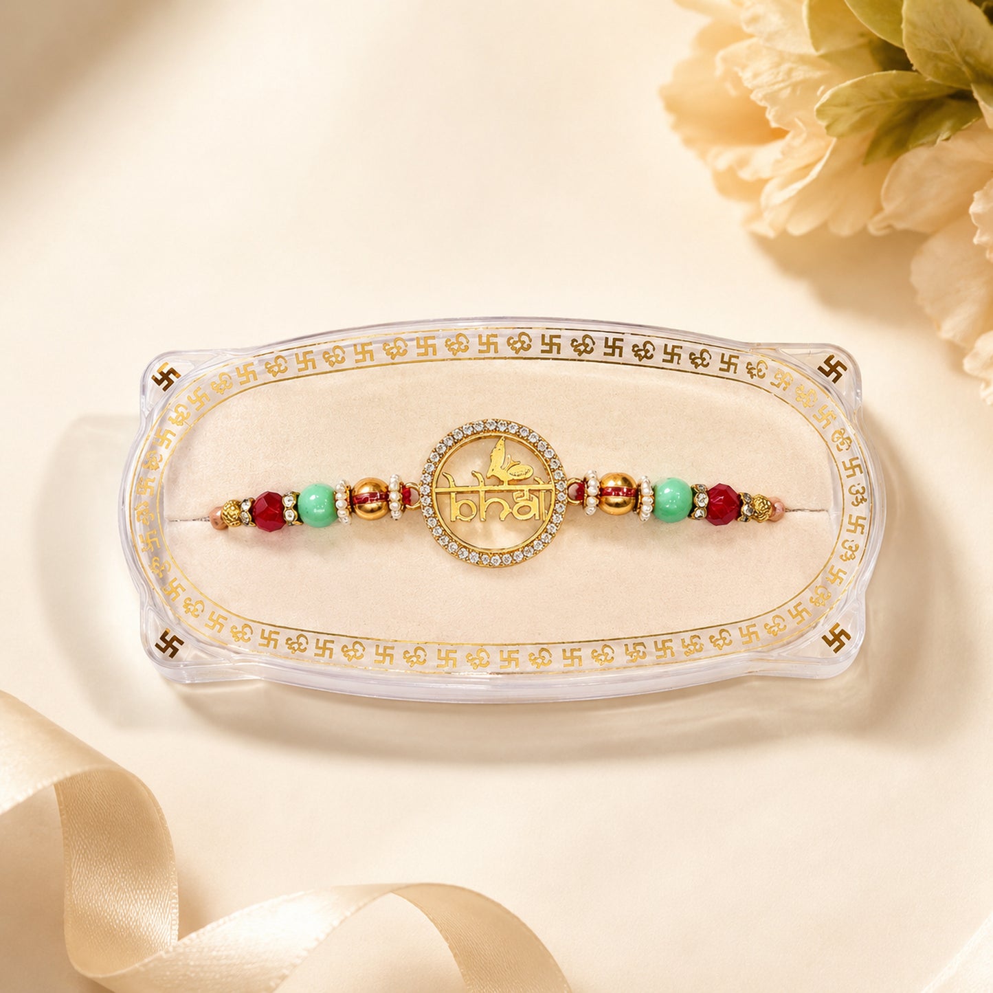 Beautiful Golden Bhai Rakhi for Brother | Premium Designer Rakhi