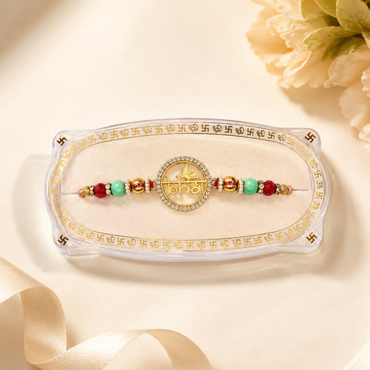 Beautiful Golden Bhai Rakhi for Brother | Premium Designer Rakhi