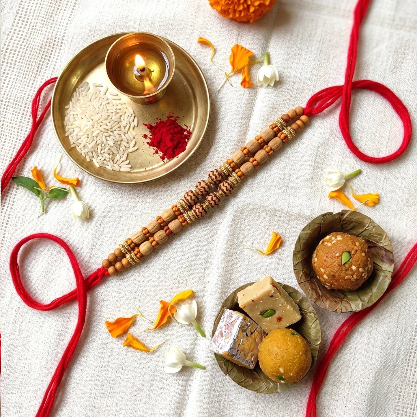 Premium Rudraksha Beads Rakhi for Brother | Traditional Spiritual Rakhi