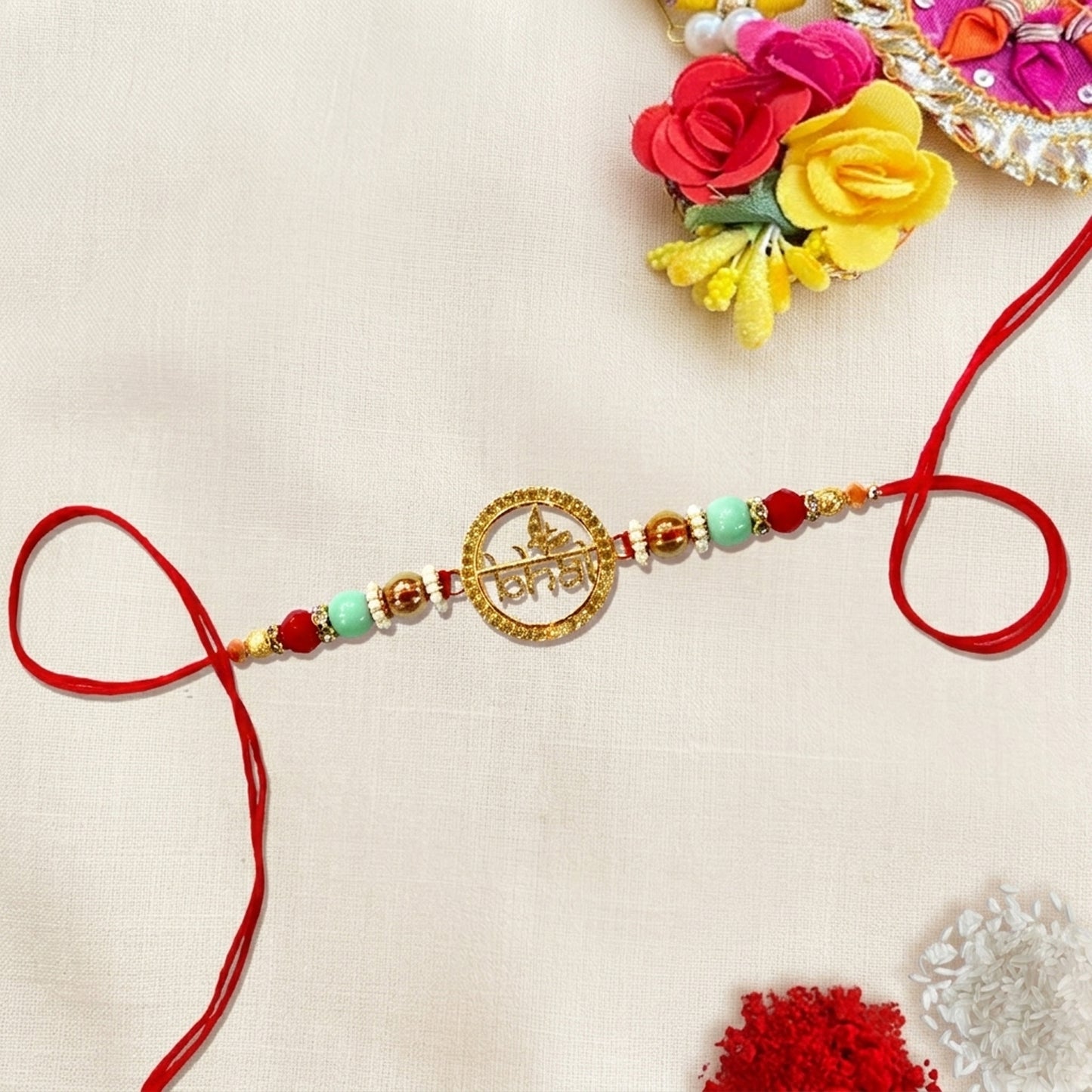 Beautiful Golden Bhai Rakhi for Brother | Premium Designer Rakhi