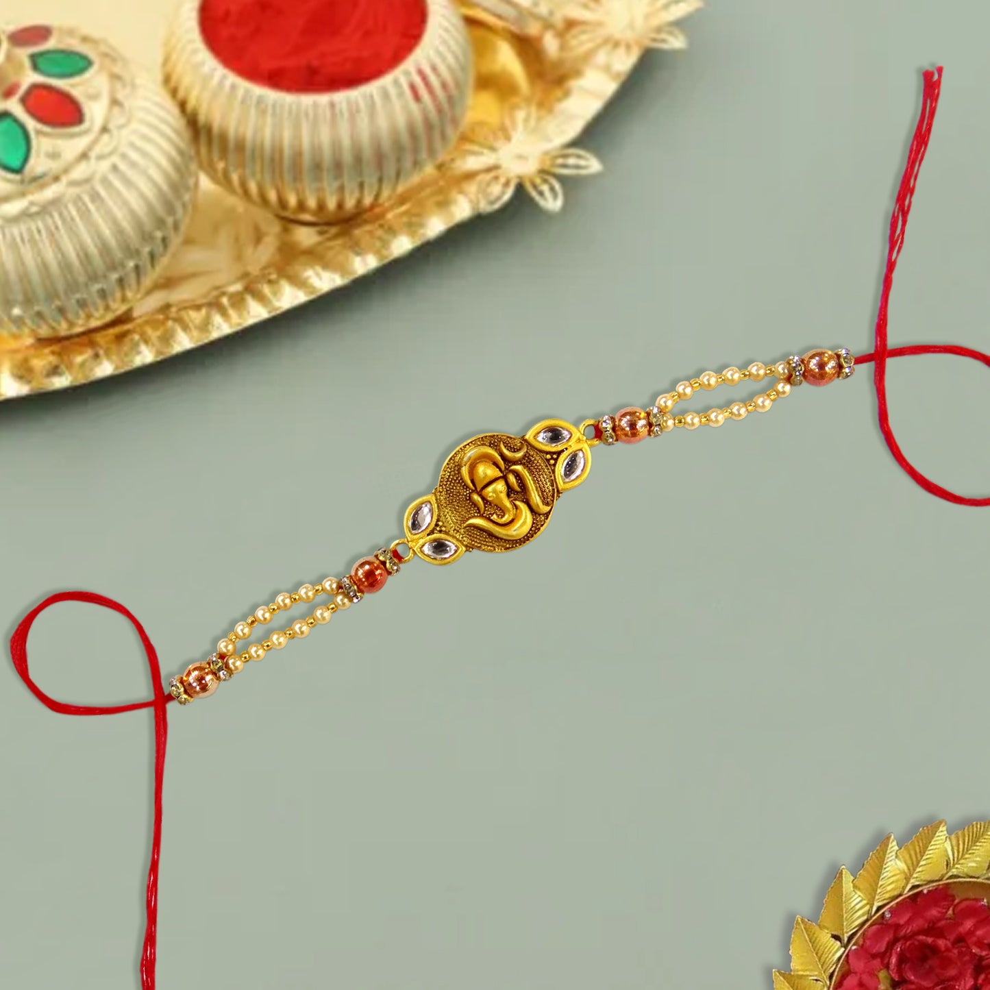Premium Beautified Ganesha Rakhi | Divine Raksha Bandhan Special for Bhaiya