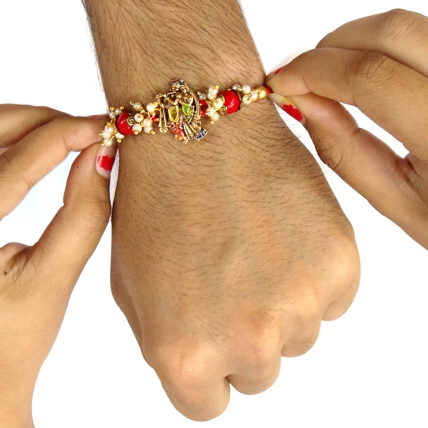 Rakshabandhan Radha Krishna Rakhi – Beautiful & Unique Design for Dearest Bhai/Bhaiya/Brother | Traditional Handcrafted Rakhi with Spiritual Symbolism for Raksha Bandhan Celebration