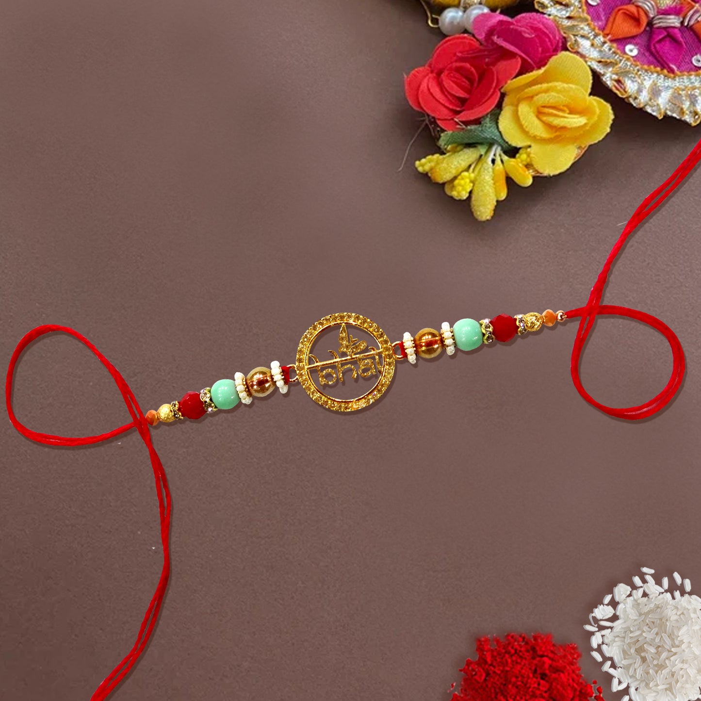 Beautiful Golden Bhai Rakhi for Brother | Premium Designer Rakhi