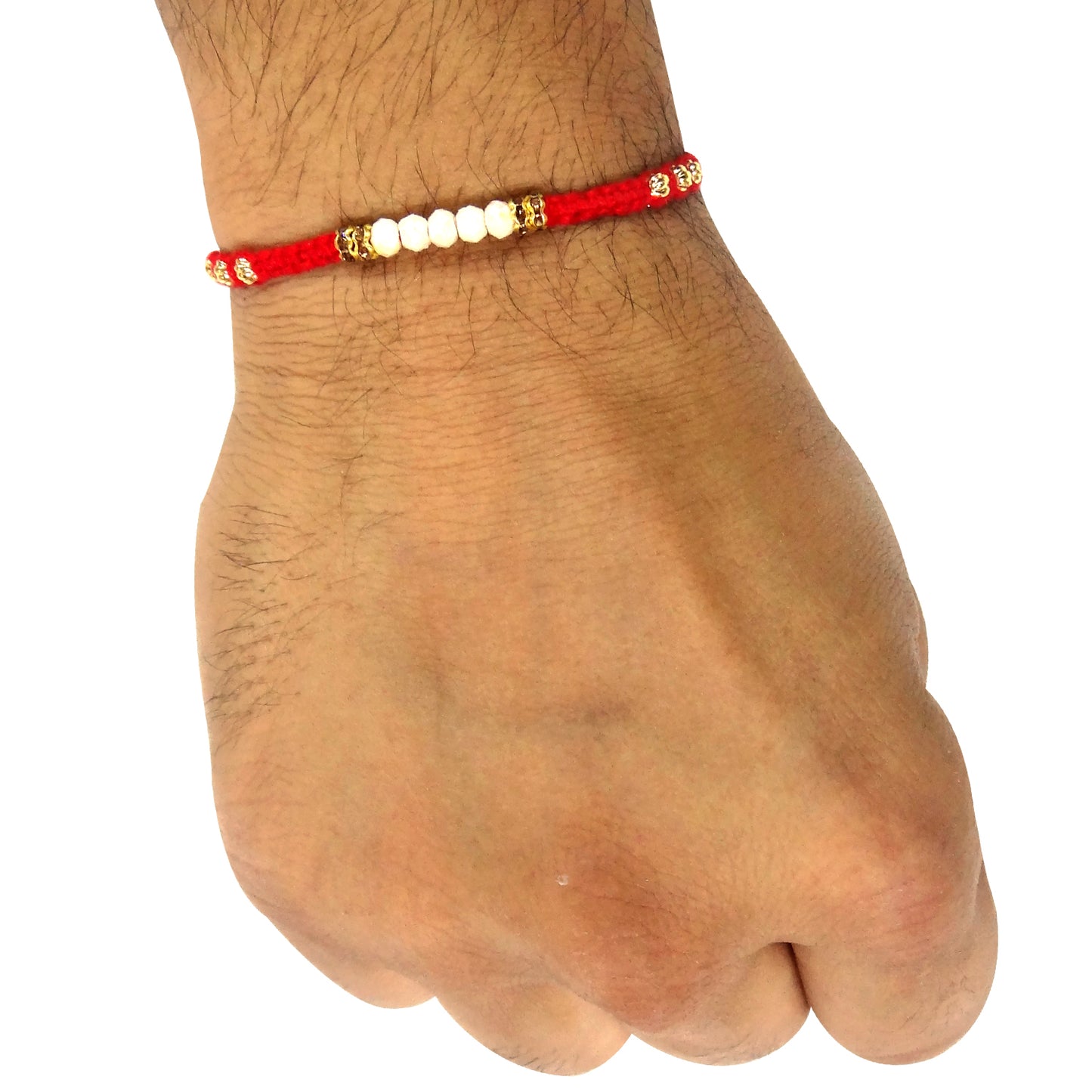 White Pearl Red Dora Rakhi for Brother – Pure & Elegant | Upharkaro